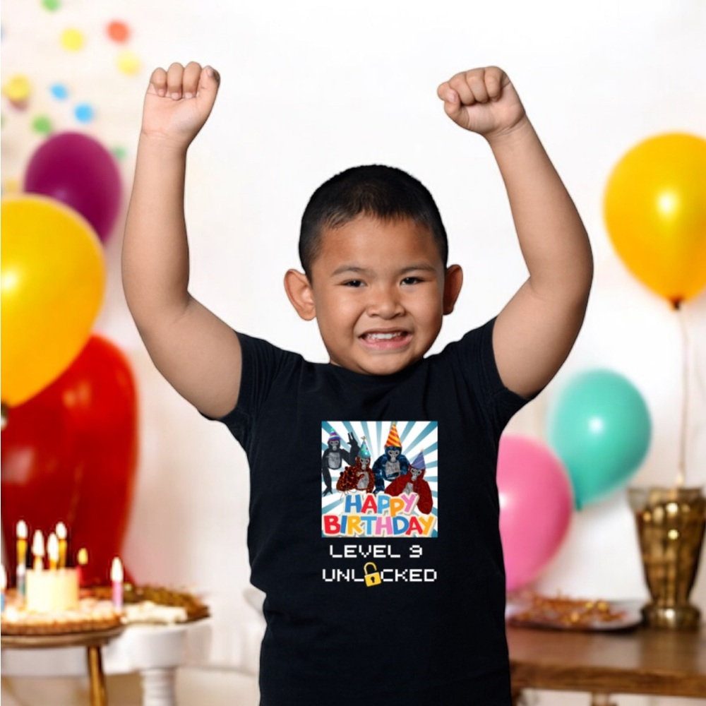 Gorilla tag unlocked 9th birthday boy Youth Short Sleeve Tee, VR video gaming